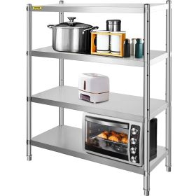 VEVOR Stainless Steel Shelving 46.8x18.5 Inch 4 Tier Adjustable Shelf Storage Unit Stainless Steel Heavy Duty Shelving for Kitchen Commercial Off