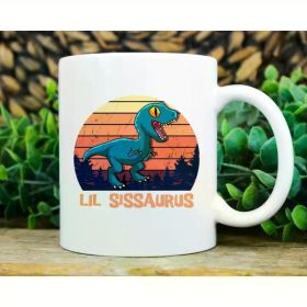 1pc, Girl Sisters Gift, Porcelain Cup, Baby Dinosaur, Sweet Dinosaur Design, Dinosaur Graphic Coffee Cup
