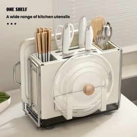 1 Universal Metal Kitchen Knife Holder with Chopping Board Storage, Knife - free. 6 - Slot Large - volume Design